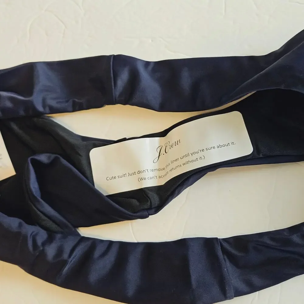 J‎ Crew Curved Waist Cheeky Bikini Bottom Navy Women's Medium Swim Beach Pool